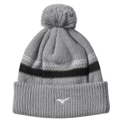 Mizuno Breath Thermo Pom Pom Beanies Grey