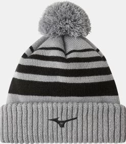 MIZUNO BREATH THERMO POM POM BEANIE GREY